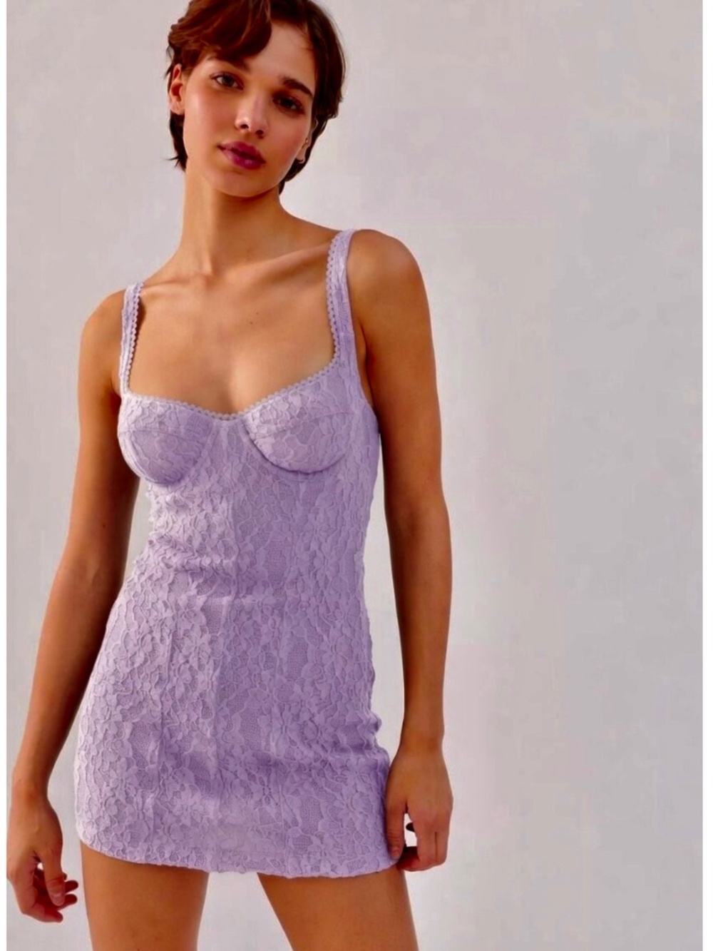 UO Adelaide Lace Bustier lilac Mini Dress size XS